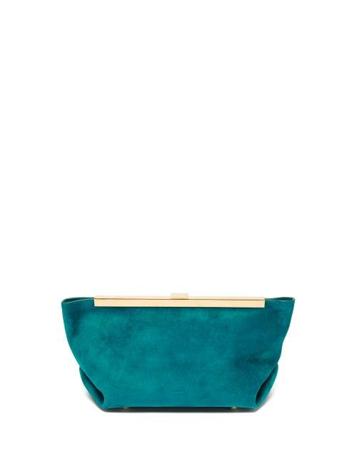 Khaite - Aimee Suede Clutch Bag - Womens - Blue