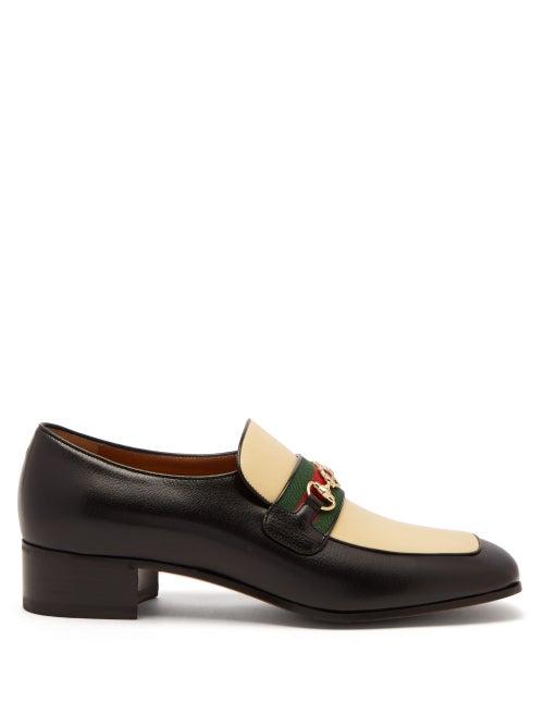 Matchesfashion.com Gucci - Aylen Gg Horsebit Leather Loafers - Mens - Black Multi
