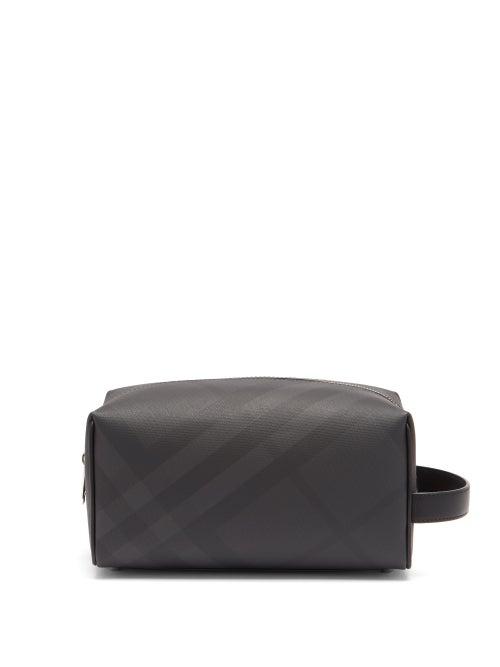 Matchesfashion.com Burberry - London-check Wash Bag - Mens - Dark Grey