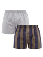 Matchesfashion.com Hanro - Pack Of Two Cotton Poplin Boxer Shorts - Mens - Blue Multi
