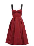 Ladies Rtw Brock Collection - Tessa Sweetheart-neck Twill Midi Dress - Womens - Red
