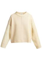 Matchesfashion.com Acne Studios - Patchwork Cable Knit Wool Sweater - Womens - Cream