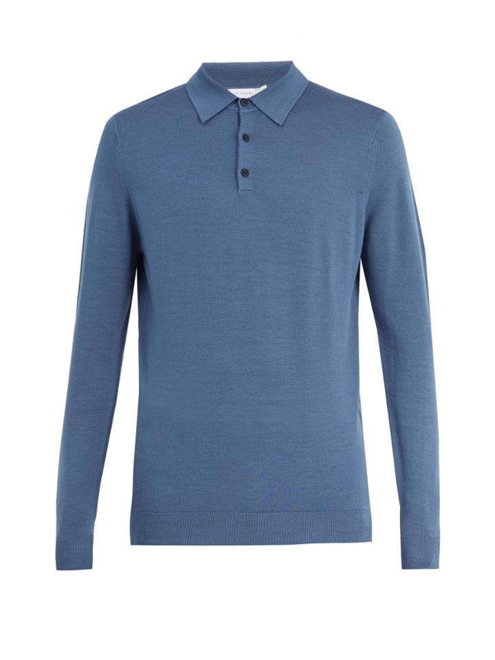 Sunspel Half-button Wool-knit Polo Shirt