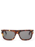 Matchesfashion.com Saint Laurent - Rectangular Frame Tortoiseshell Sunglasses - Mens - Tortoiseshell