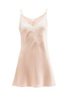 Carine Gilson - Lace-trimmed Silk-satin Slip Dress - Womens - Light Pink