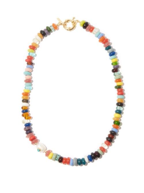 Mens Jewellery Liou - Beaded & Baroque-pearl Gold-plated Necklace - Mens - Multi