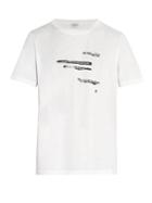 Matchesfashion.com Saint Laurent - Printed Crew Neck Cotton T Shirt - Mens - White