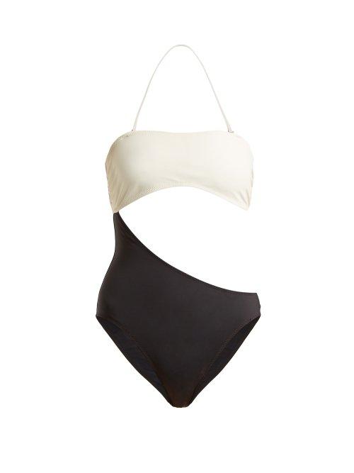 Matchesfashion.com Solid & Striped - The Cece Cut Out Bandeau Swimsuit - Womens - Cream Multi
