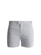 Matchesfashion.com Solid & Striped - The Kennedy Seersucker Swim Shorts - Mens - Navy