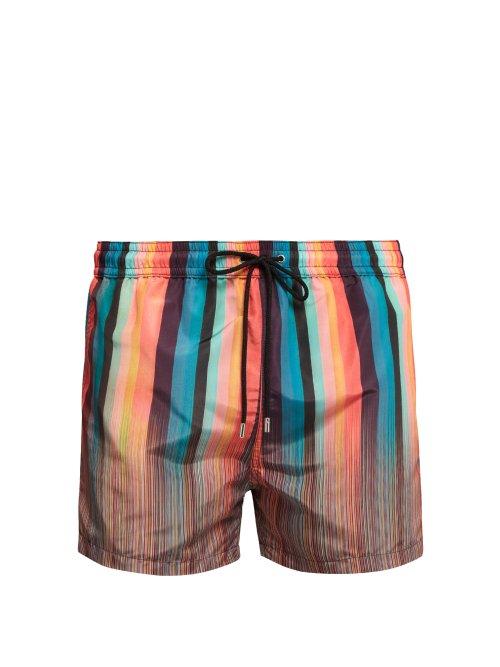 Matchesfashion.com Paul Smith - Signature And Artist Striped Swim Shorts - Mens - Multi