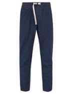 Matchesfashion.com White Sand - Chalk Striped Cotton Blend Trousers - Mens - Navy Multi