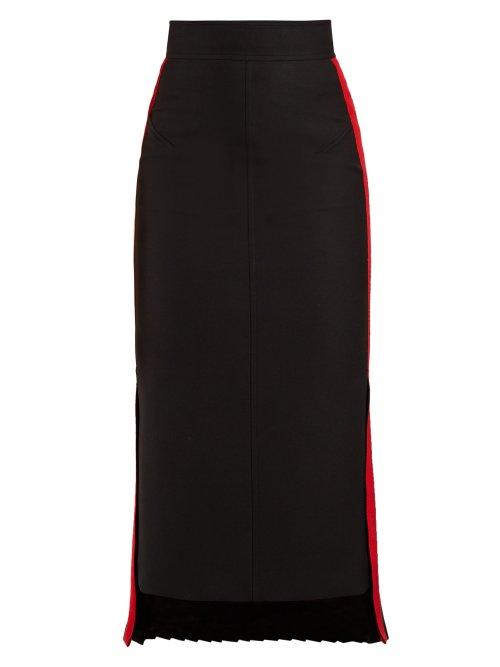 Matchesfashion.com Alexander Mcqueen - Tailored Wool Blend Pencil Skirt - Womens - Black Red