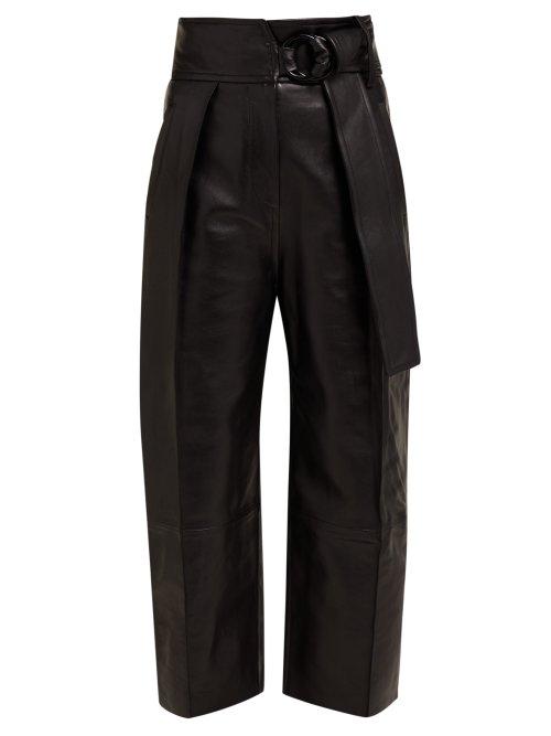 Matchesfashion.com Petar Petrov - Haena High Rise Leather Trousers - Womens - Black