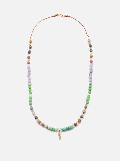 Musa By Bobbie - Sapphire, Amethyst, Glass & 14kt Gold Necklace - Womens - Blue Multi