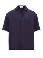 Matchesfashion.com Deveaux - Camp Collar Tencel Shirt - Mens - Navy