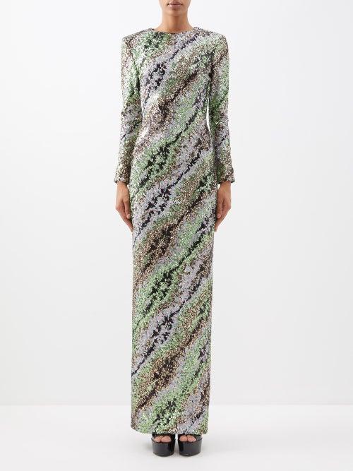 Halpern - Open-back Sequinned Maxi Dress - Womens - Multi