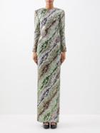 Halpern - Open-back Sequinned Maxi Dress - Womens - Multi