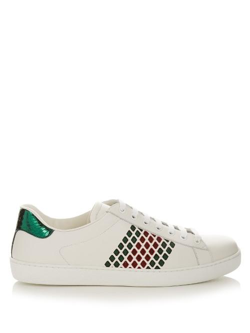 Gucci Laser-cut Low-top Leather Trainers