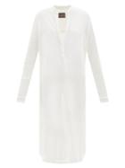 Albus Lumen - V-neck Cotton-crochet Kaftan - Womens - Cream