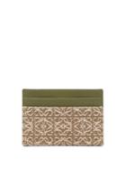 Loewe - Anagram-jacquard Panel Leather Cardholder - Womens - Green White