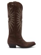 Matchesfashion.com Golden Goose Deluxe Brand - Wish Star Embroidered Leather Boots - Womens - Dark Brown