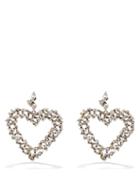Saint Laurent - Crystal-heart Clip Earrings - Womens - Silver