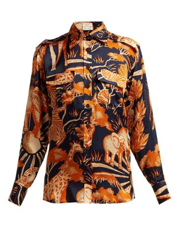 Chufy Femi Safari-print Silk Shirt