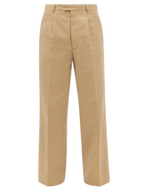 Maison Margiela - Pleated Wide-leg Trousers - Mens - Beige