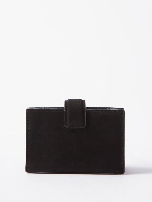The Row - Buffed-suede Cardholder - Mens - Black