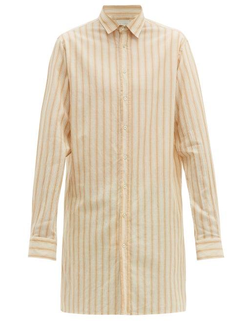 Matchesfashion.com Arj - The Tobias Longline Striped Cotton Shirt - Mens - Beige Multi