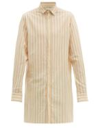 Matchesfashion.com Arj - The Tobias Longline Striped Cotton Shirt - Mens - Beige Multi