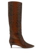 Matchesfashion.com Jimmy Choo - Maxima 35 Python Effect Leather Knee High Boots - Womens - Tan Multi