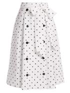 Matchesfashion.com Lisa Marie Fernandez - Diana Polka Dot Linen Skirt - Womens - White Multi