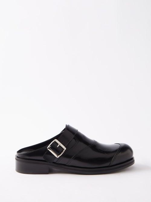 Stefan Cooke - Biker Monk-strap Leather Backless Loafers - Mens - Black