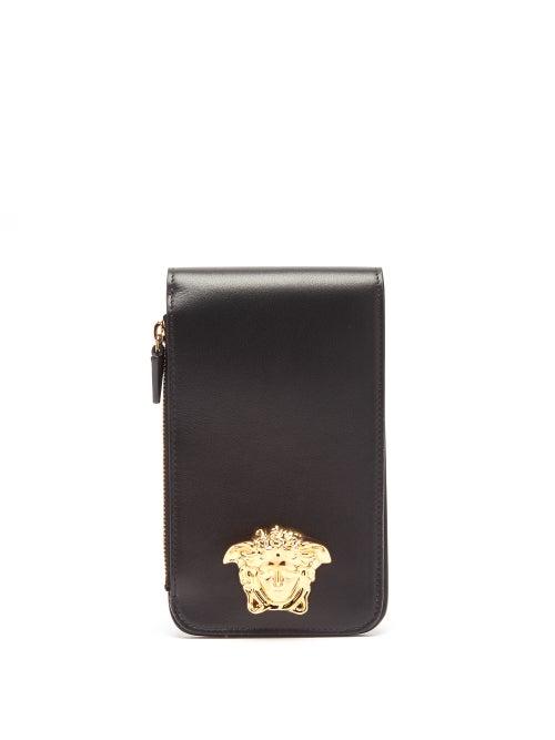 Versace - Mini Medusa-stud Leather Wallet Bag - Mens - Black