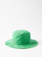 Jacquemus - Bob Frayed Cotton-canvas Bucket Hat - Womens - Green