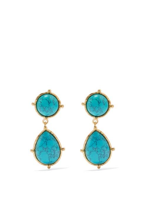 Sylvia Toledano - Dots Turquoise Clip Earrings - Womens - Blue Gold
