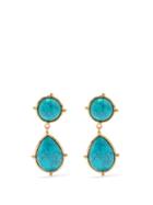 Sylvia Toledano - Dots Turquoise Clip Earrings - Womens - Blue Gold