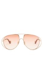 Matchesfashion.com Loewe - Aviator Metal Sunglasses - Womens - Light Pink