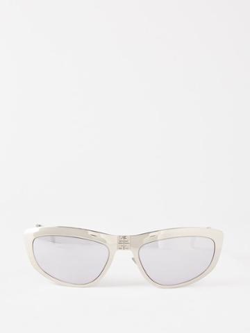Givenchy Eyewear - 4g-logo D-frame Metal Sunglasses - Mens - Silver Grey