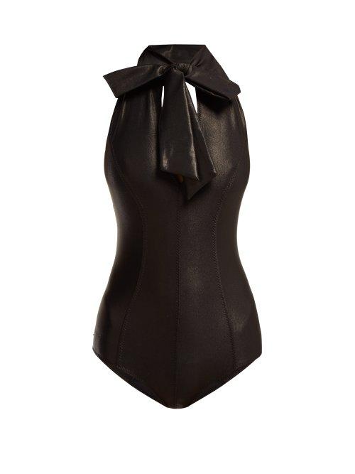 Matchesfashion.com Lisa Marie Fernandez - Lisa Marie Panelled Swimsuit - Womens - Black