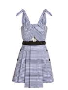 Self-portrait Tie-shoulder Striped Mini Dress