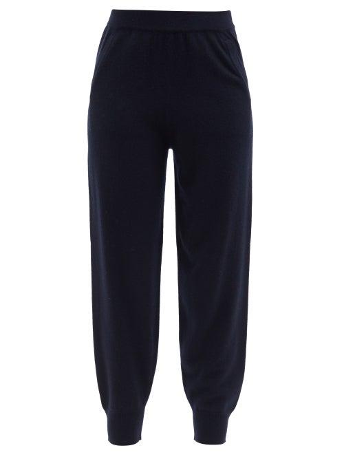 Allude - Slim-leg Cashmere Track Pants - Womens - Navy