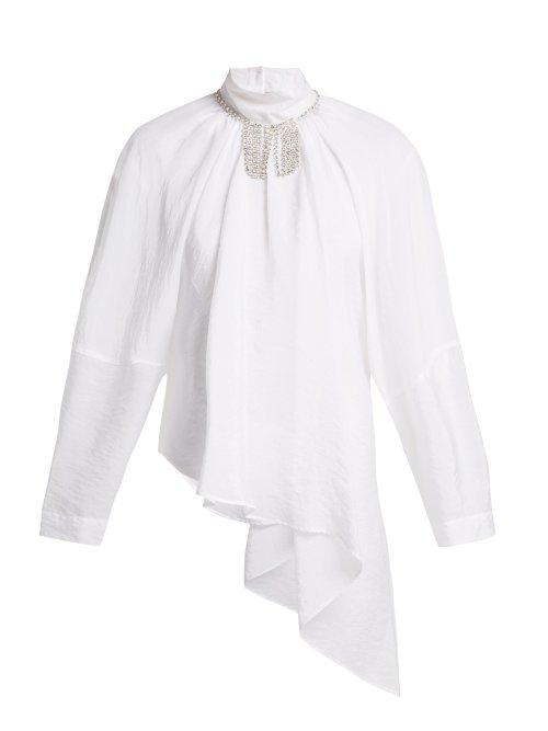 Matchesfashion.com Christopher Kane - Crystal Embellished Asymmetric Top - Womens - White