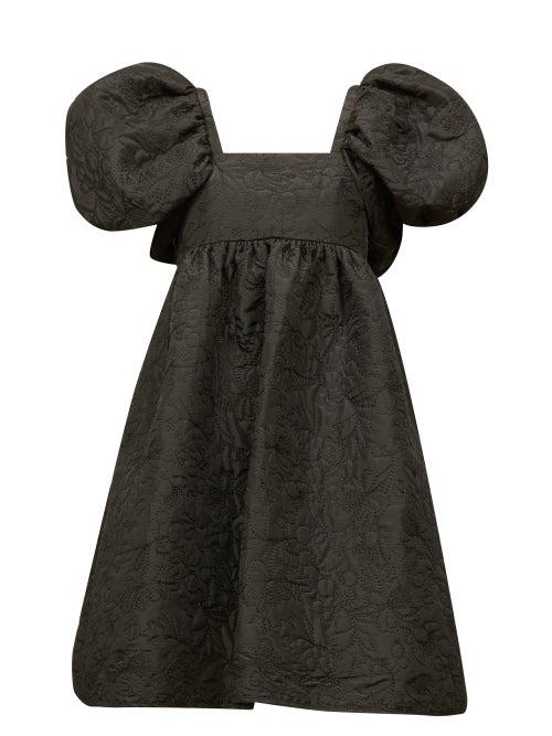 Matchesfashion.com Cecilie Bahnsen - Tilde Tie-back Floral-embroidered Taffeta Dress - Womens - Black