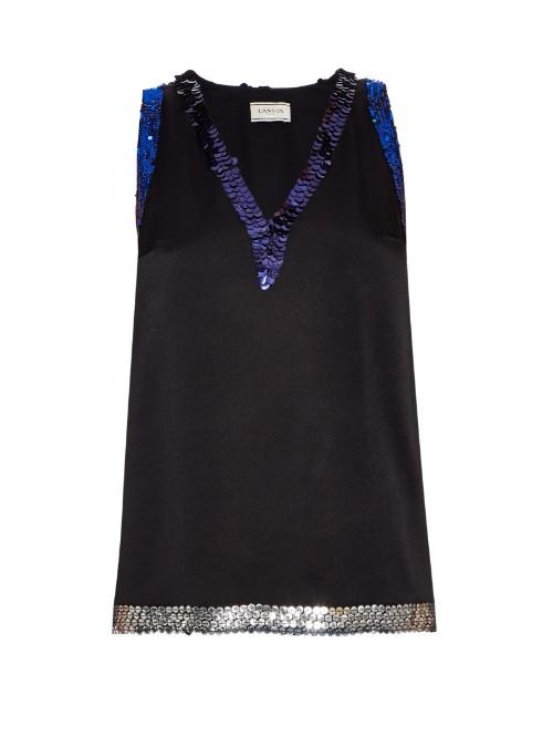 Lanvin Sequin-embellished Satin Top