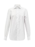 Matchesfashion.com Giuliva Heritage Collection - The Husband Pinstripe-jacquard Cotton Shirt - Womens - Ivory Multi