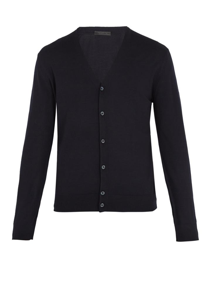 Prada V-neck Fine-knit Wool Cardigan