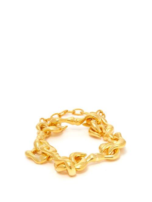 Matchesfashion.com Sophia Kokosalaki - Agrifi Hooks Gold Plated Silver Bracelet - Womens - Gold