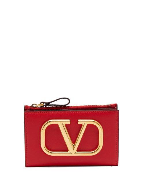 Matchesfashion.com Valentino - Go Logo Leather Wallet - Womens - Red